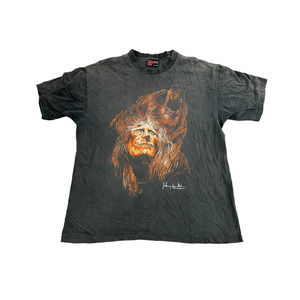 Vintage 90s Holoubek Johnny Lee Native Indian Bear Black XL USA Made Shirt VTG